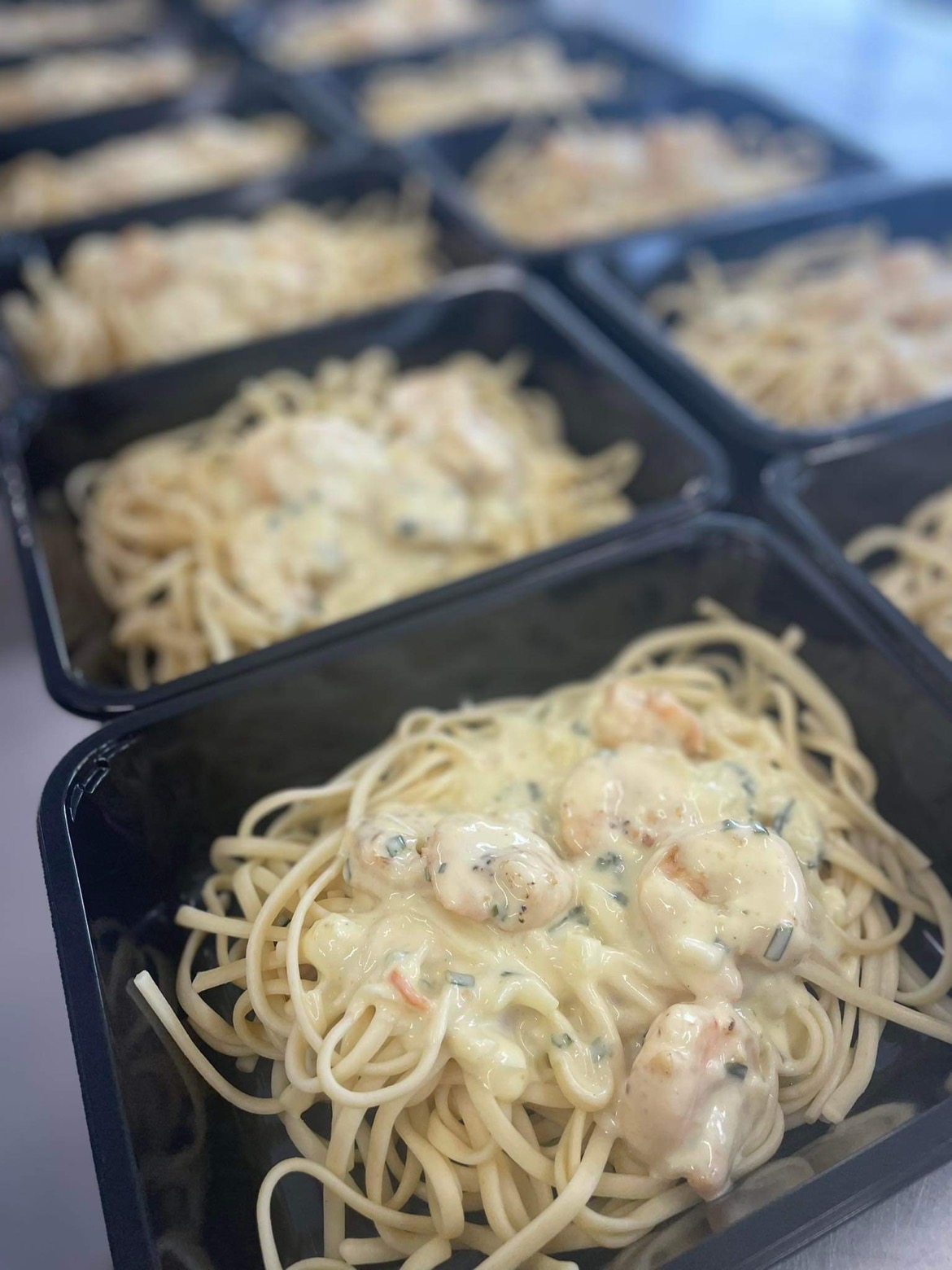 Scampi lookroom met pasta