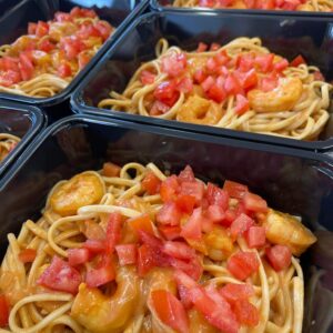 Scampi diabolique met pasta en tomaat